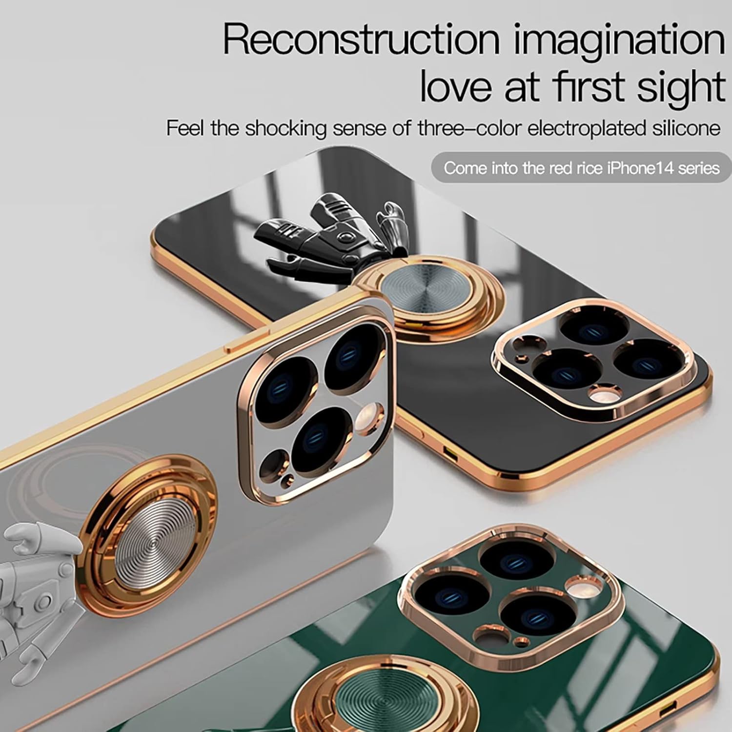 TTVV – Funda de soporte de astronauta chapado para Xiaomi 11T, soporte de anillo de rotación de TPU 360 con soporte magnético, parachoques