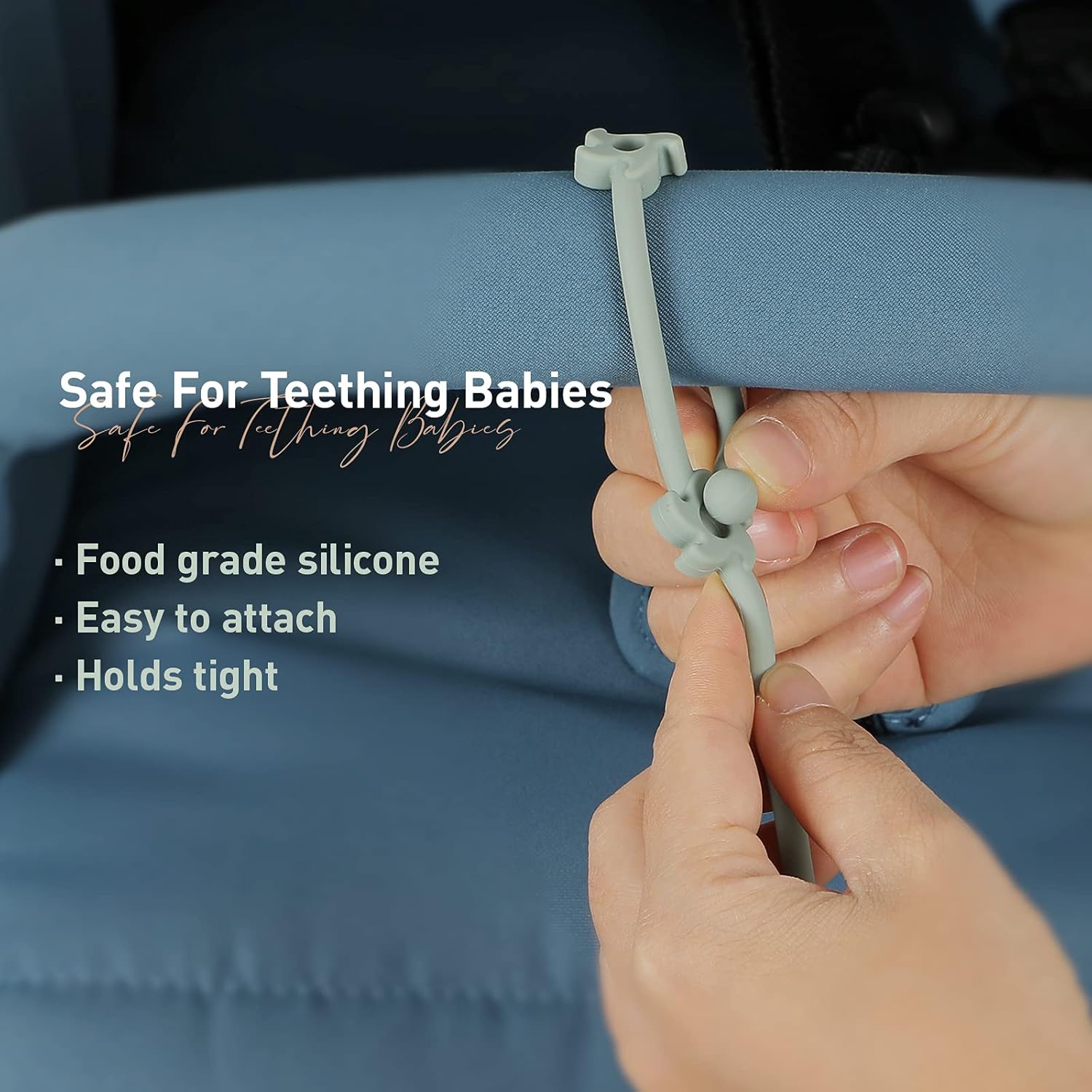 Correas de seguridad de juguete, clips de silicona de grado alimenticio para chupete, correa elástica ajustable para cochecitos, silla alta, cunas,