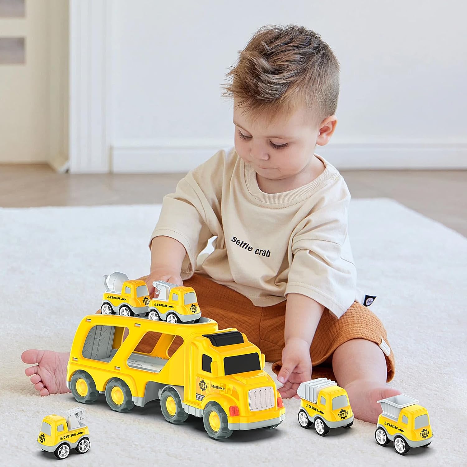 Camiones de juguete para niños de 3, 4, 5, 6, 7 años, 5 en 1, transporte urbano, juguetes con sonido ligero, regalo de cumpleaños de Navidad para