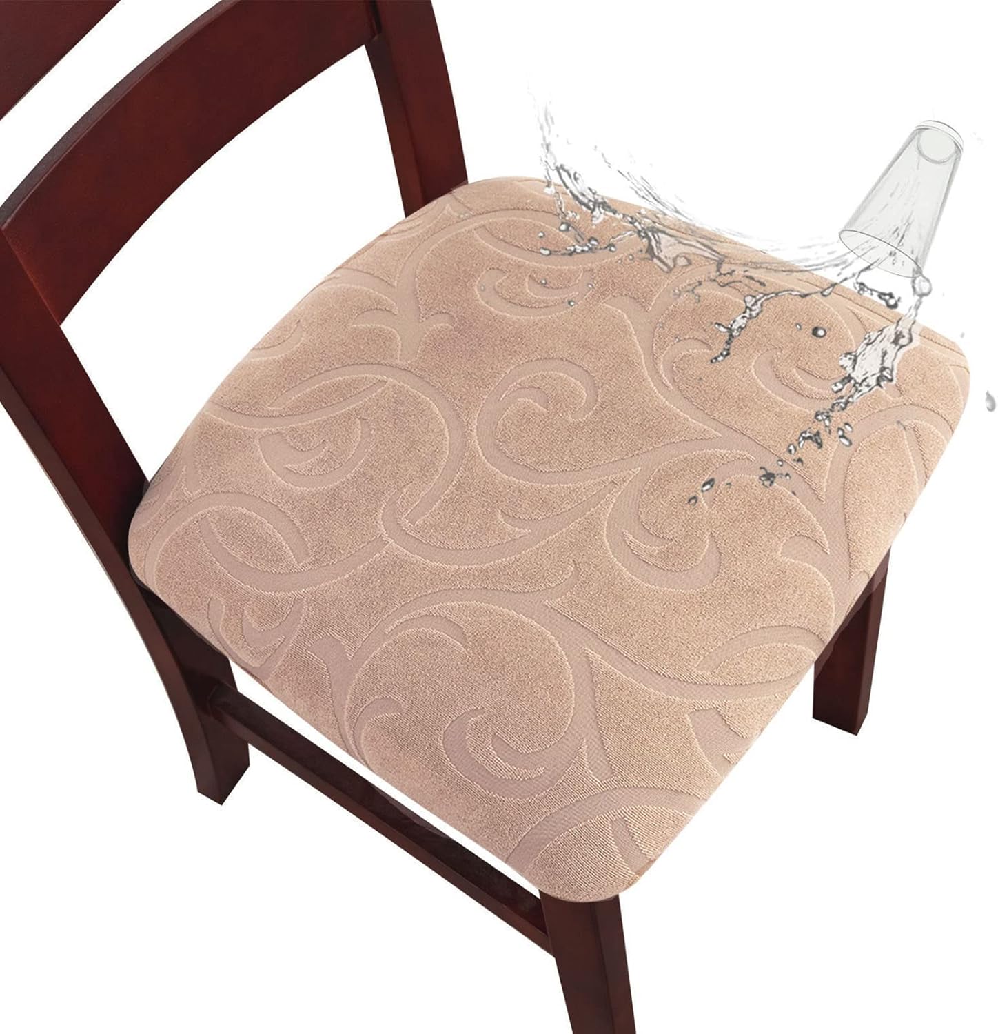 Genina Fundas de asiento impermeables para sillas de comedor, fundas elásticas para sillas de comedor, fundas protectoras para sillas de cocina,