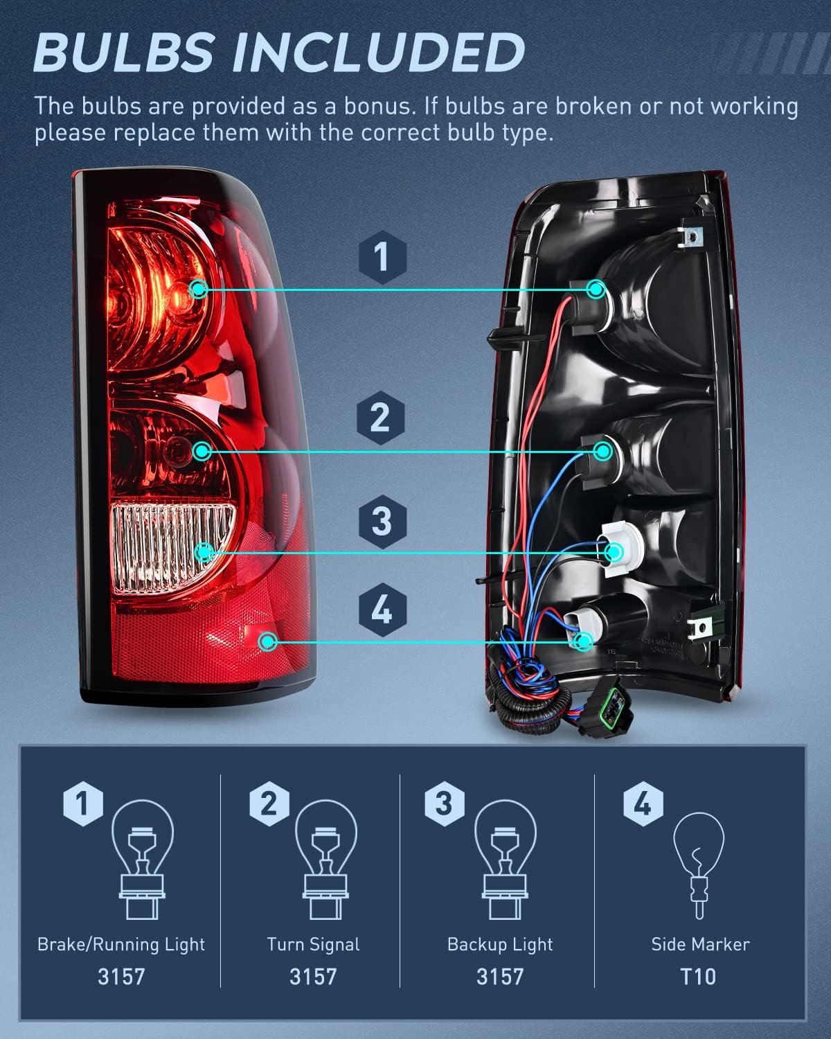 Nilight Conjunto de luz trasera del lado del pasajero para Chevy Silverado 1500 1500HD 2500 2500HD 3500 2007 Chevy Silverado Classic OE estilo