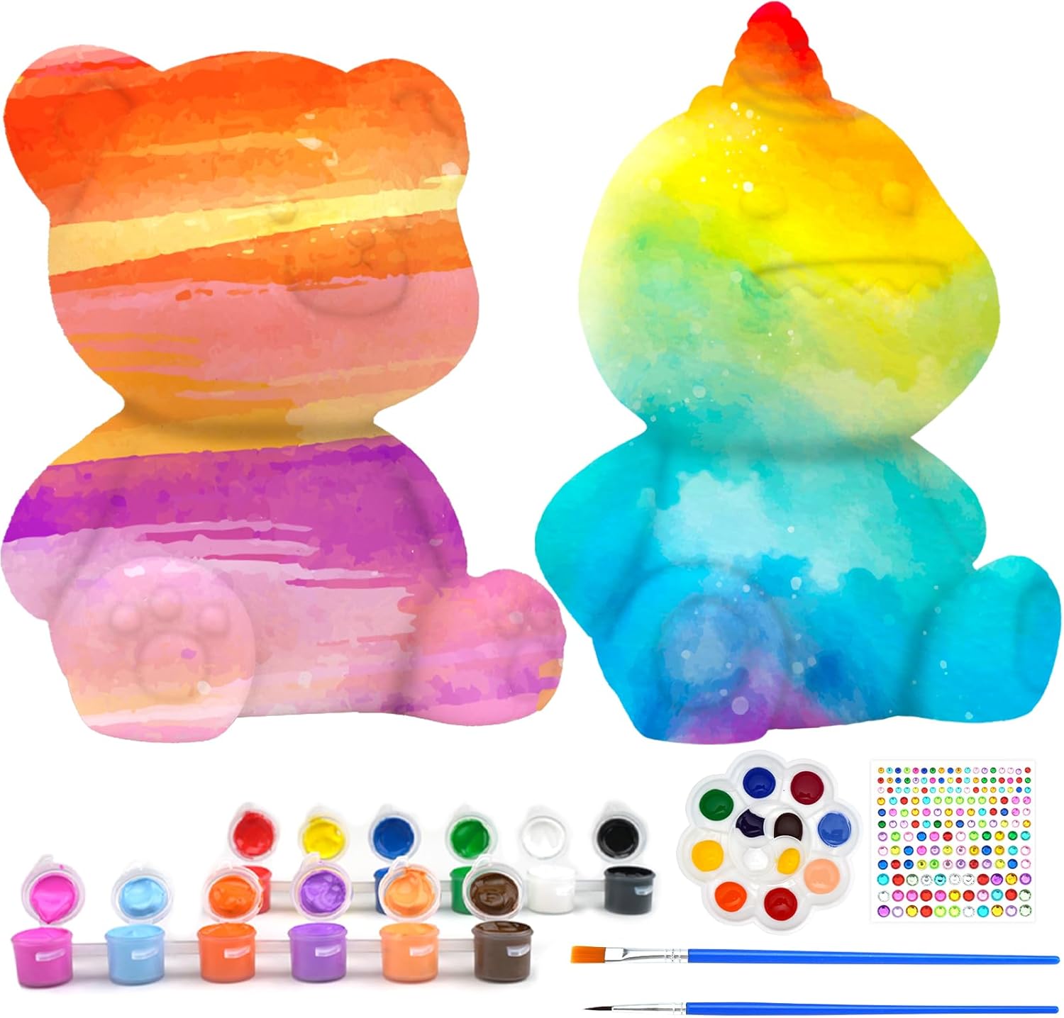 HAPMARS Kit de lámpara de oso de dinosaurio pequeño, 2 piezas, kits de pintura geométrica para niñas y niños de 4 5 6 7 8 9 10 11 12 +, suministros