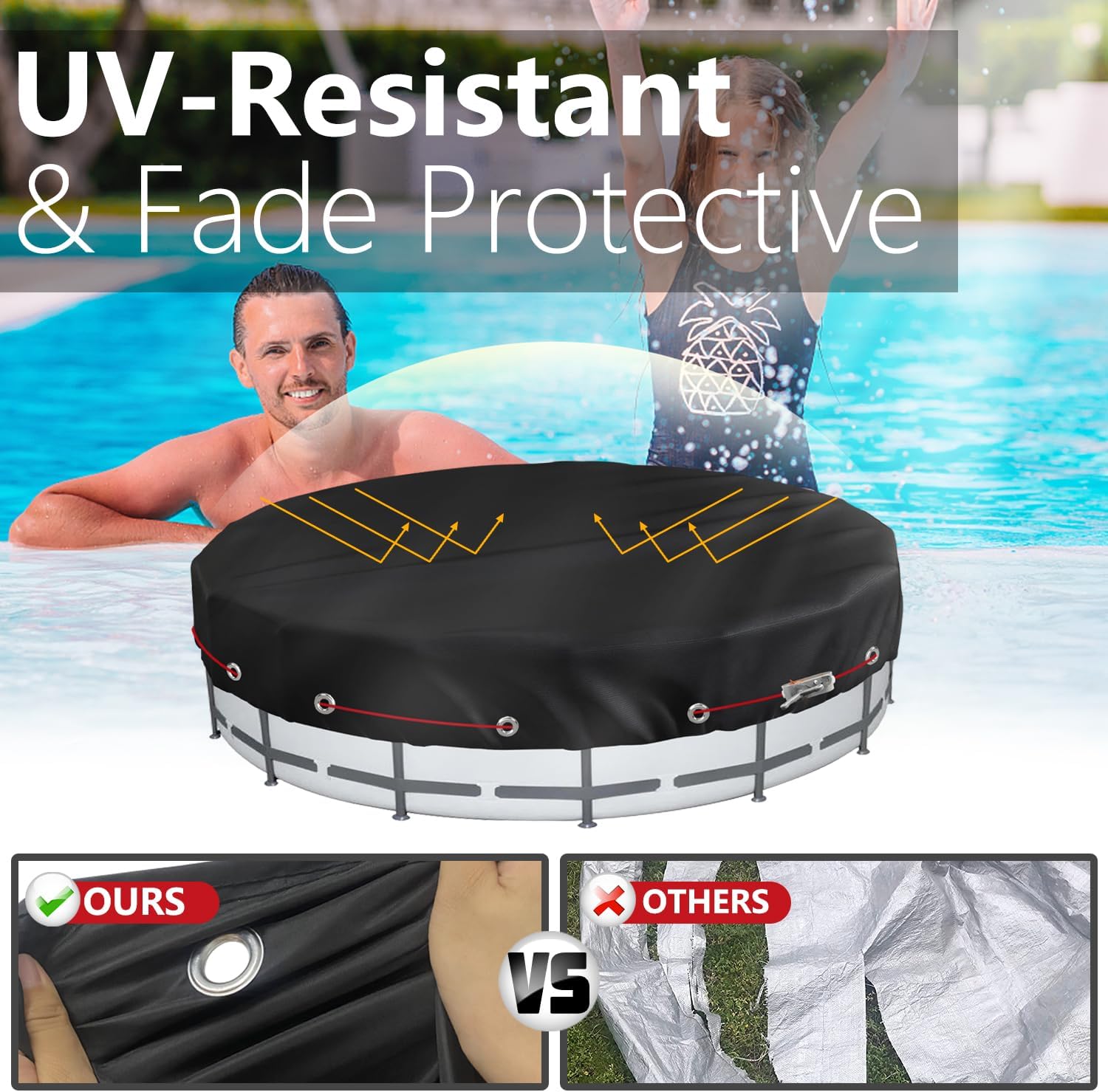 ClawsCover Cubierta redonda de piscina de 12 pies, impermeable, ajuste al aire libre para piscinas sobre el suelo de invierno y verano, cubiertas de