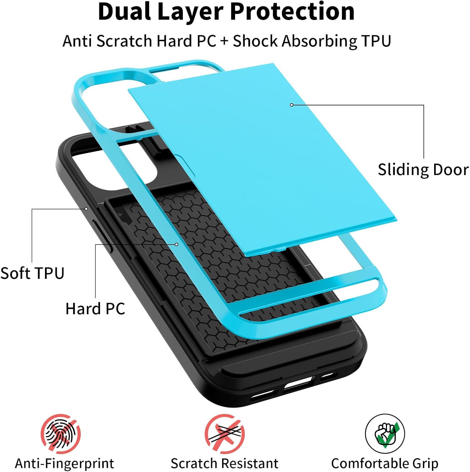 Funda protectora para iPhone 15 para iPhone 15, funda protectora para teléfono para mujeres y hombres, resistente a los golpes, antiarañazos, ranura