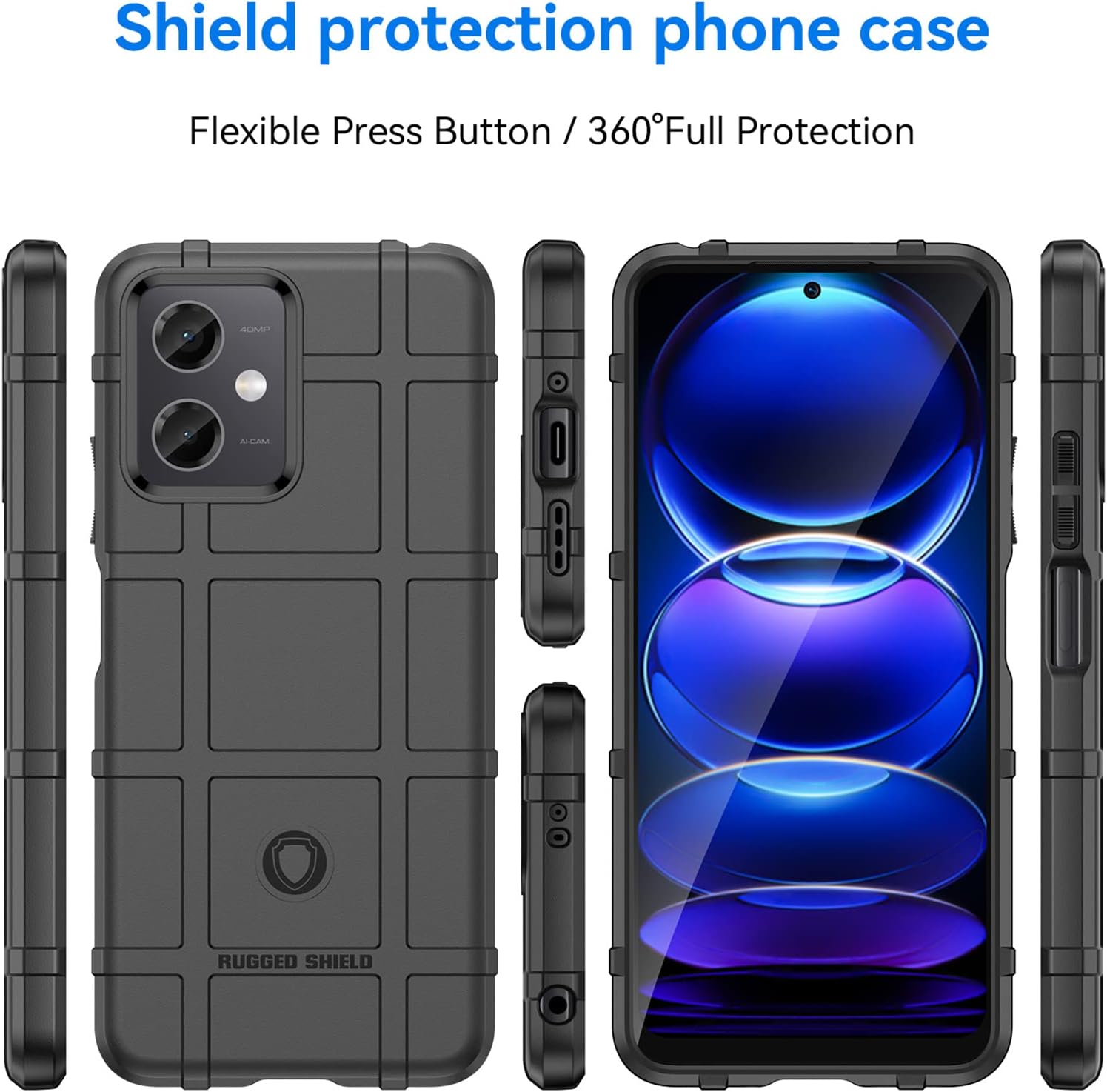 Funda delgada para Xiaomi Redmi Note 12 4G, resistente funda protectora con protección de grado militar a prueba de golpes compatible con Xiaomi