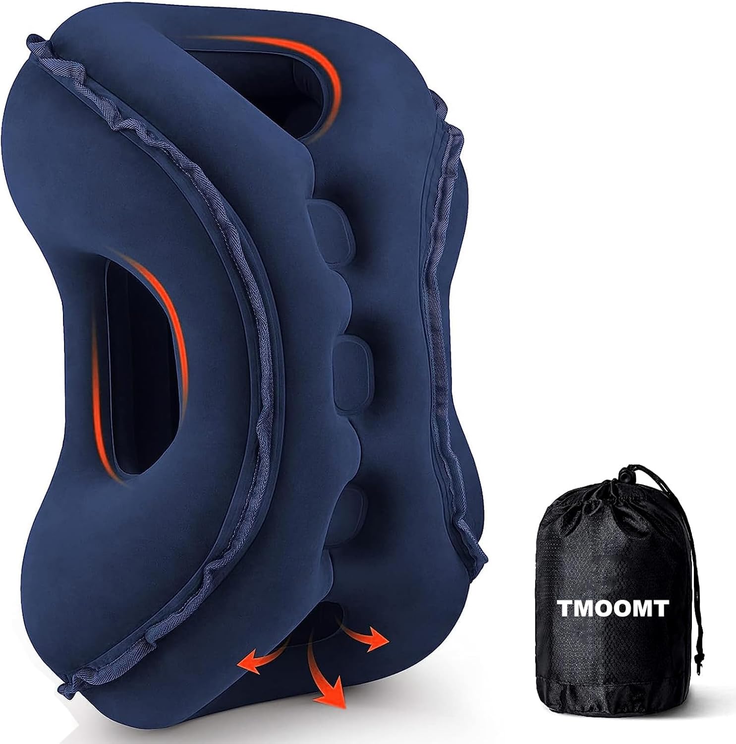 Almohada inflable de viaje, almohada de cuello de avión que soporta cómodamente la cabeza y la barbilla, almohada de viaje para dormir en avión –
