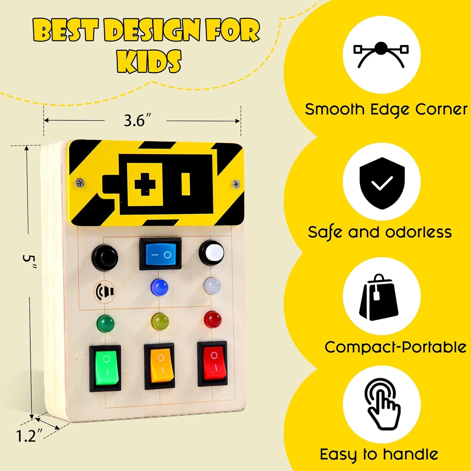 Asweets Montessori – Tabla de actividades para niños pequeños, tablero de madera con interruptores de luz LED, juguetes sensoriales para autismo,