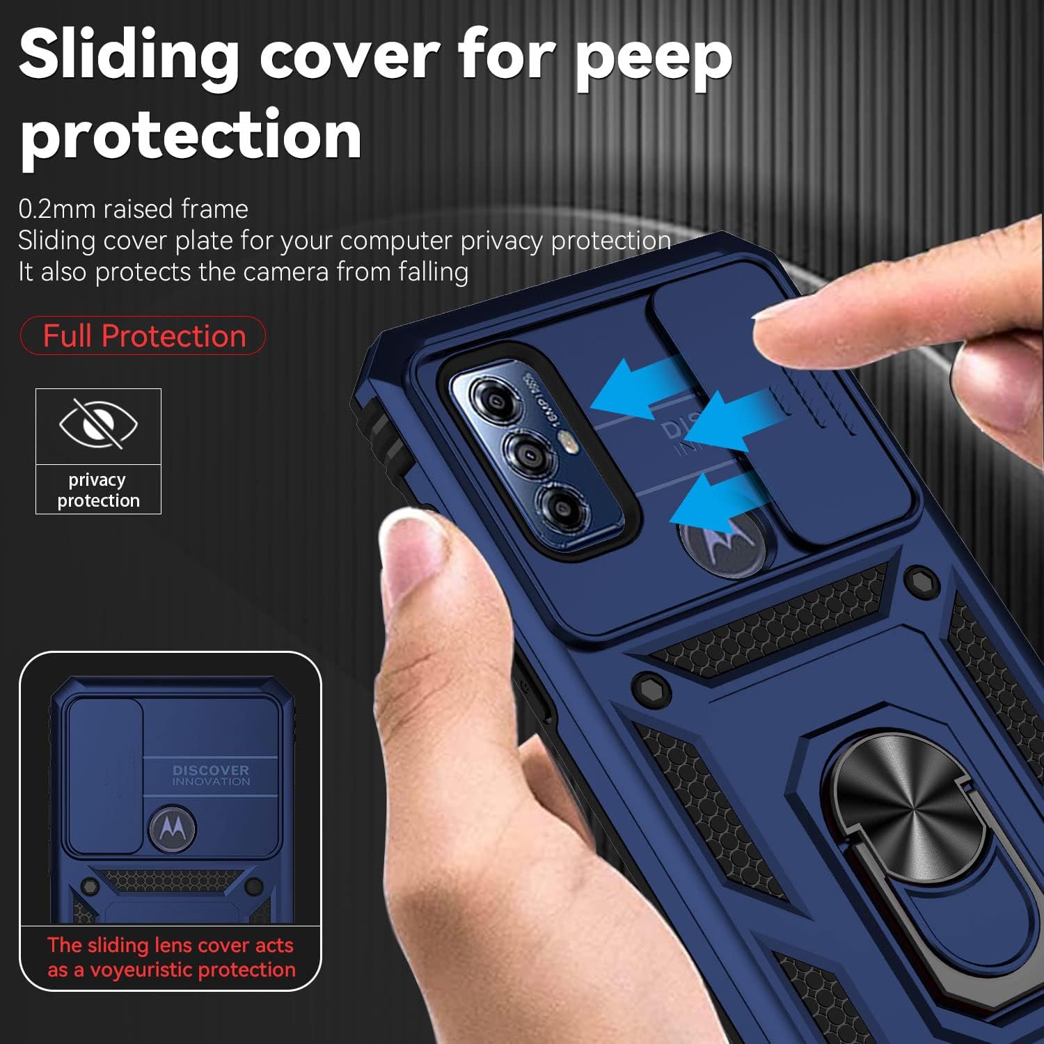 SunStory Funda para Motorola Moto G Play 2023, funda Moto G Pure, Moto G Power 2022 con protector de pantalla HD, cubierta de cámara deslizante y