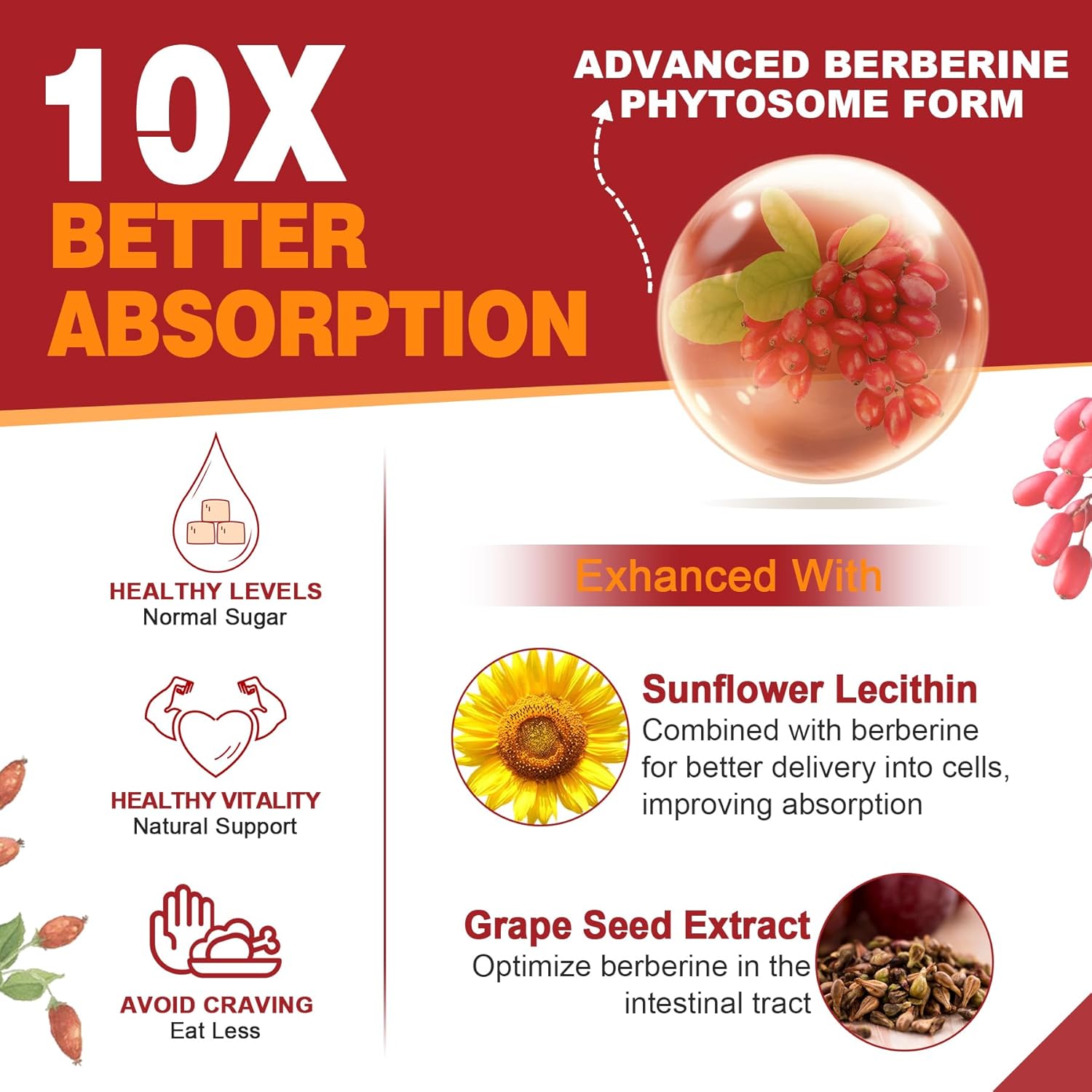 Suplemento de berberina de 1500 mg con canela de Ceilán, melón amargo, hoja de plátano y extracto botánico para apoyo inmunológico y manejo