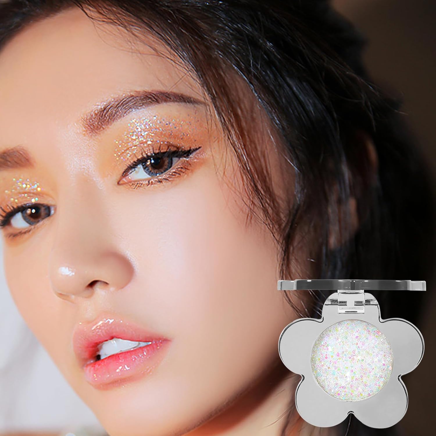 Erinde Sombra de ojos con purpurina única, paleta de polvo prensado de sombra de ojos con purpurina mate, ultra mezclable, de larga duración,