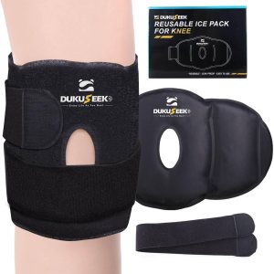 DUKUSEEK Envoltura de hielo de rodilla para lesiones reutilizable, envoltura de rodilla de hielo con compresión fría para recuperación de cirugía de DUKUSEEK Envoltura de hielo de rodilla para lesiones reutilizable, envoltura de rodilla de hielo con compresión fría para recuperación de cirugía de