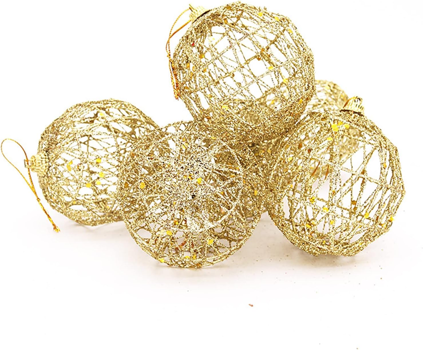 6 adornos de Navidad colgantes de árbol de Navidad, bolas de Navidad doradas con escamas, bolas de adorno grandes para exteriores