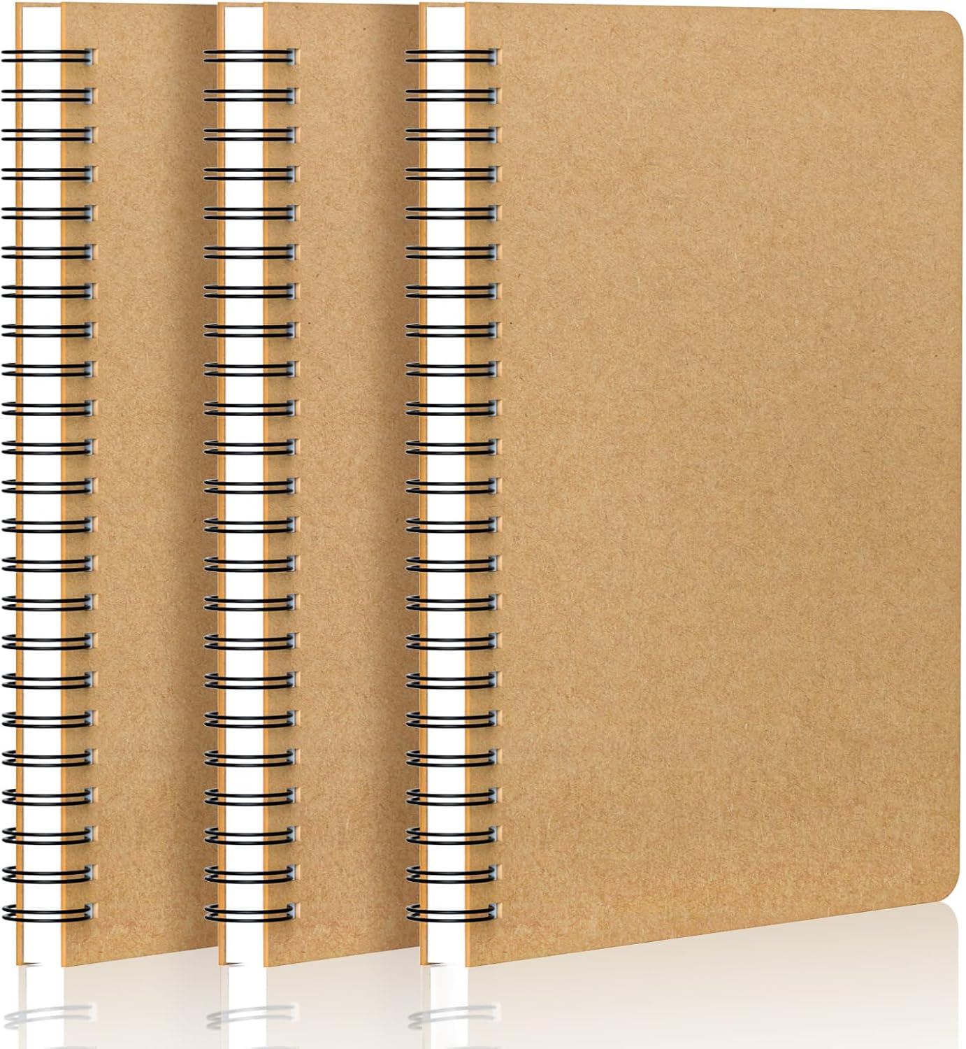 EUSOAR Cuaderno rayado de tapa dura, A4, 3 paquetes de 8.5 x 11 pulgadas, 120 páginas con rayas de papel kraft para escribir viajes, diario,