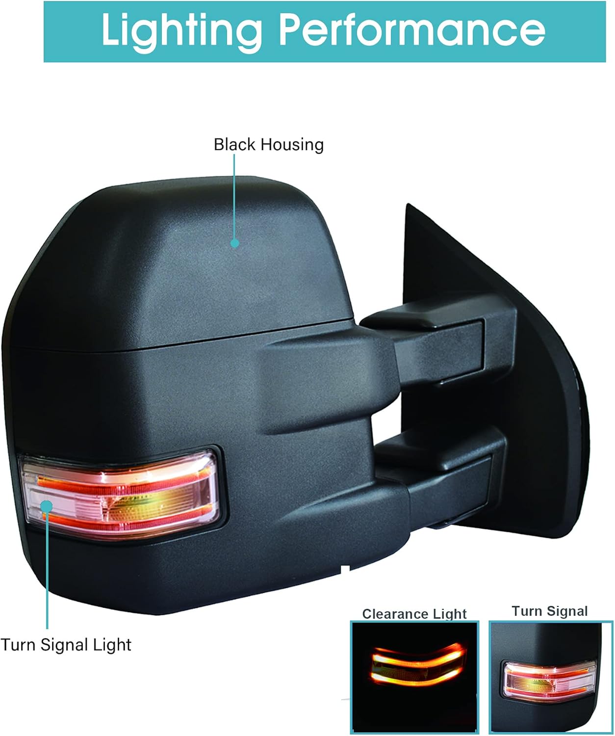 Espejos de remolque aptos para Ford F150 2020 2019 2018 2017 2016 2015 Pickup Truck LED Luz de señal de giro Sensor de temperatura con calefacción