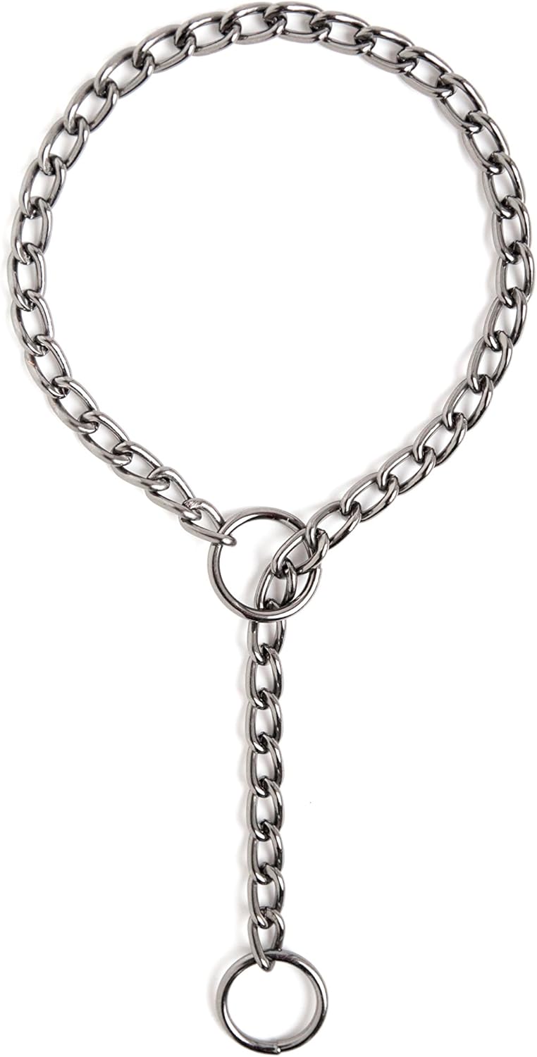 Mighty Paw Collar deslizante de cadena de metal de pistola, collar de perro de cincha, collar de metal de cadena de estrangulamiento