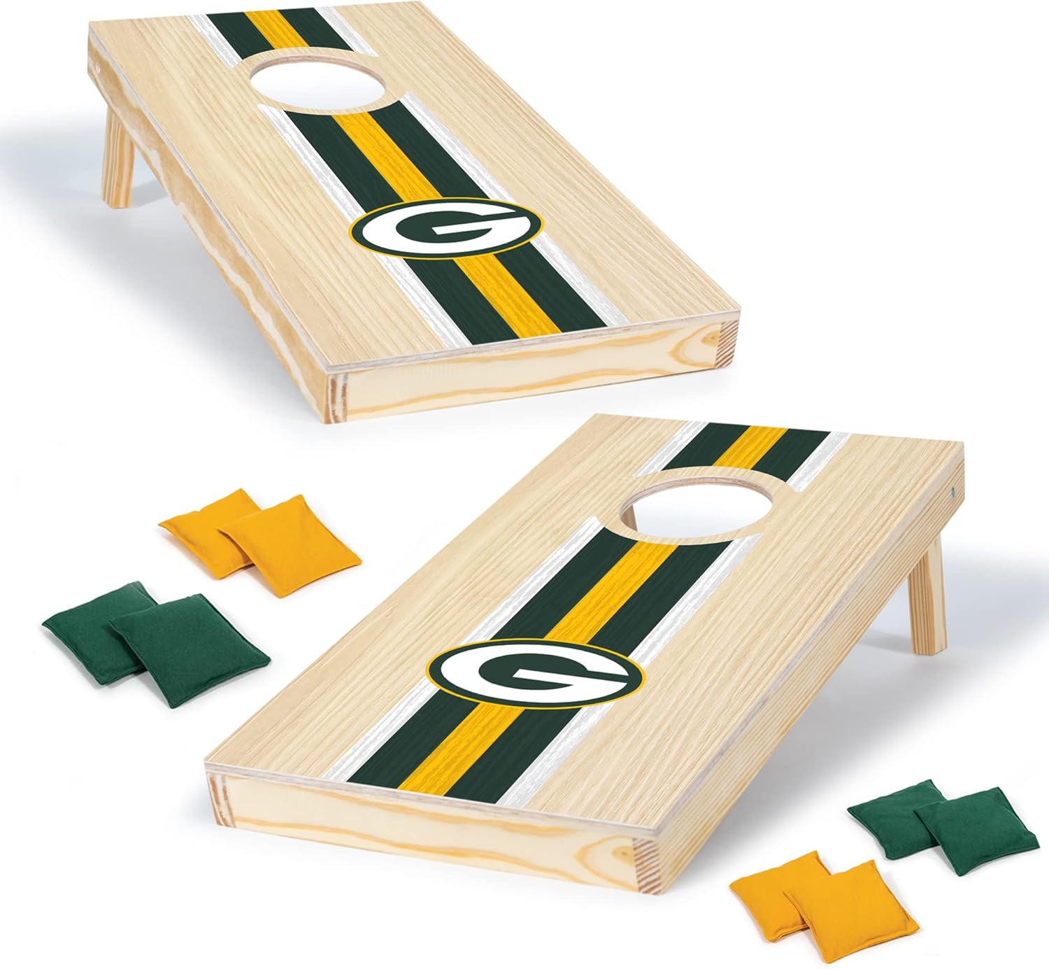 NFL Football – Juego de cornhole de madera maciza de 1 x 2 pies con impresión directa HD del equipo, gran regalo para cualquier fanático de los