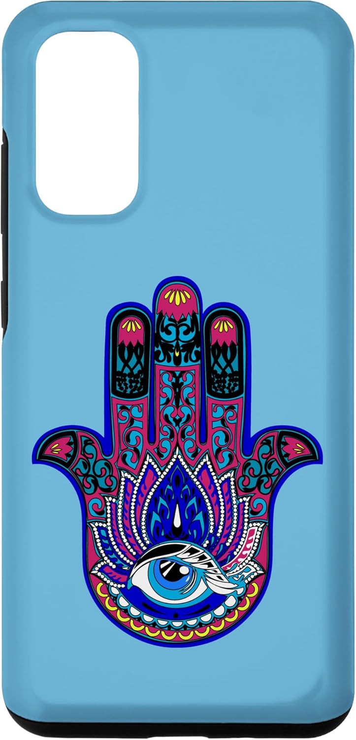 Galaxy S20 – Funda gráfica con símbolo de Hamsa de mal de ojo azul