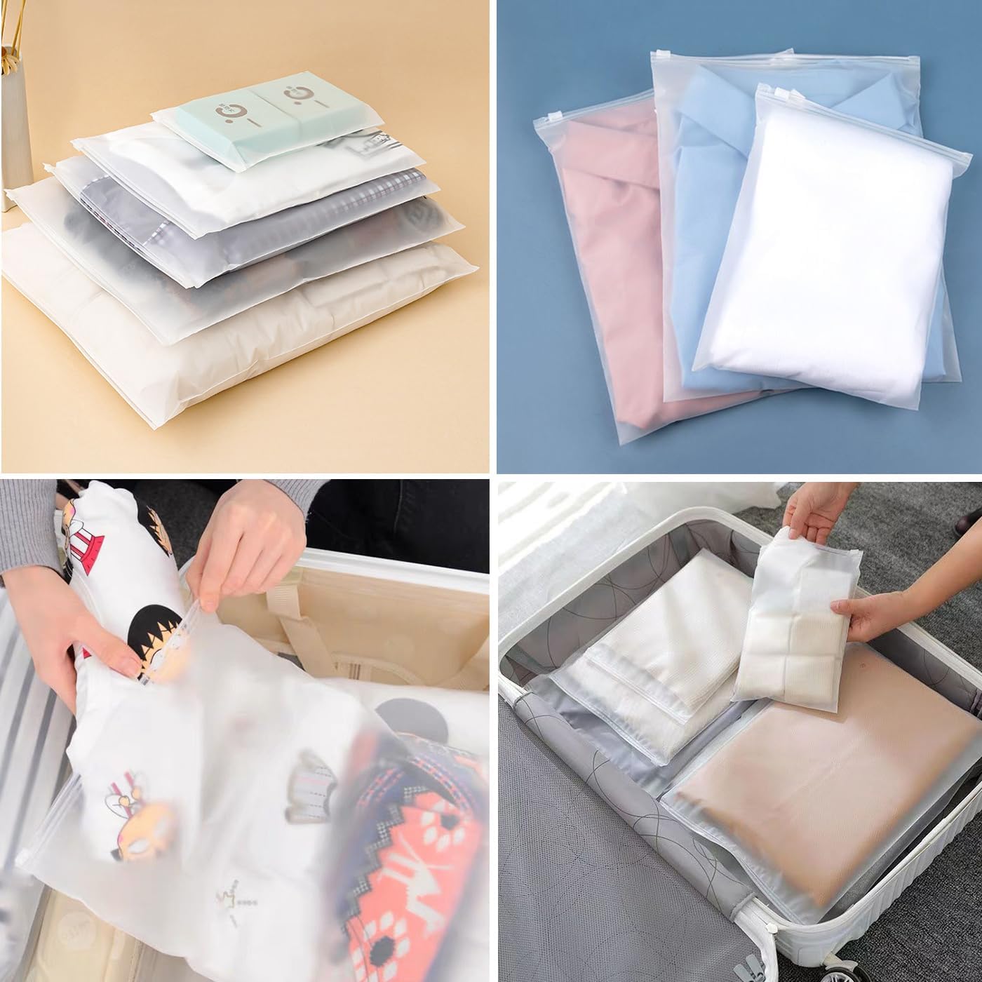 30 bolsas de plástico esmeriladas con cremallera deslizante, bolsas grandes con cierre hermético para guardar equipaje, ropa, zapatos, bolsas de