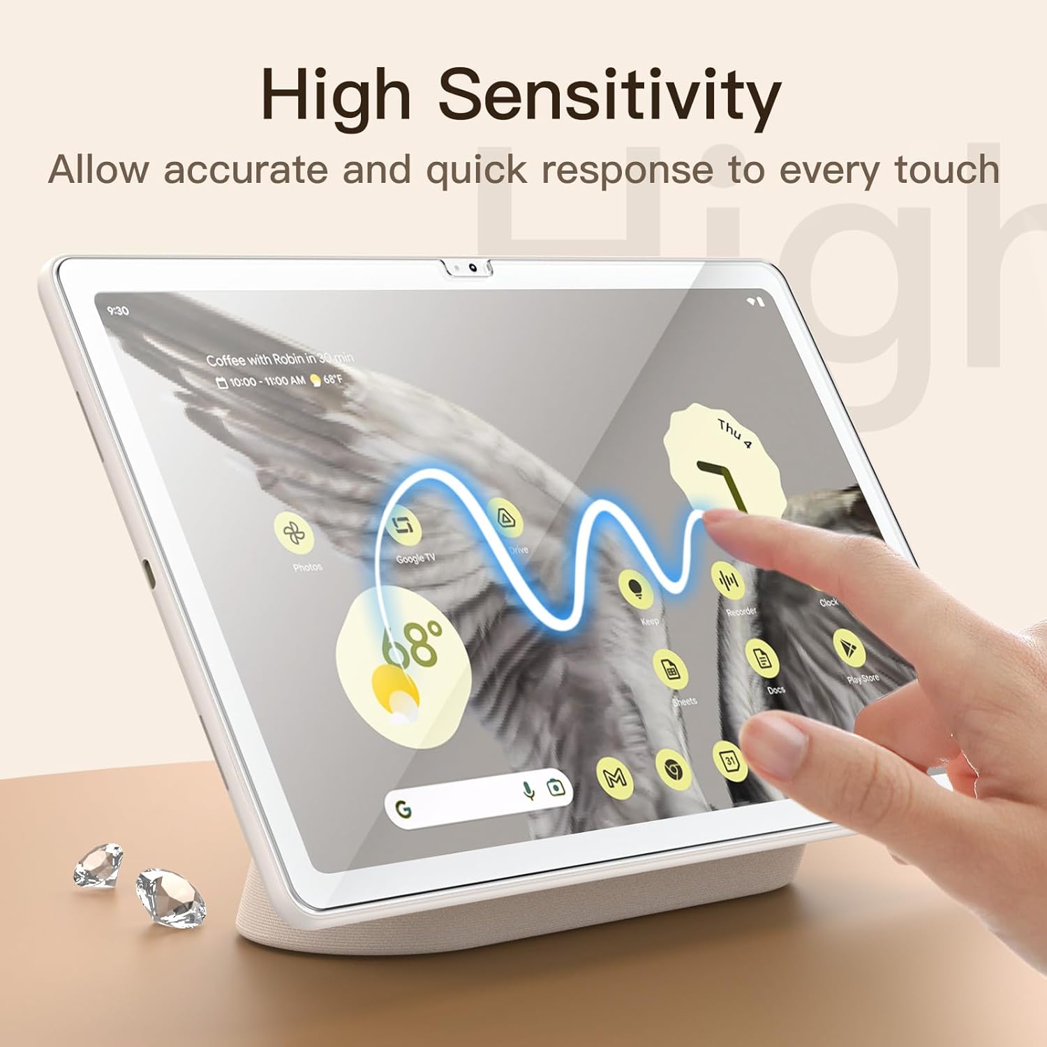 JETech Protector de pantalla para tableta Google Pixel (11 pulgadas, modelo 2023), película de vidrio templado 9H, transparente HD, paquete de 2