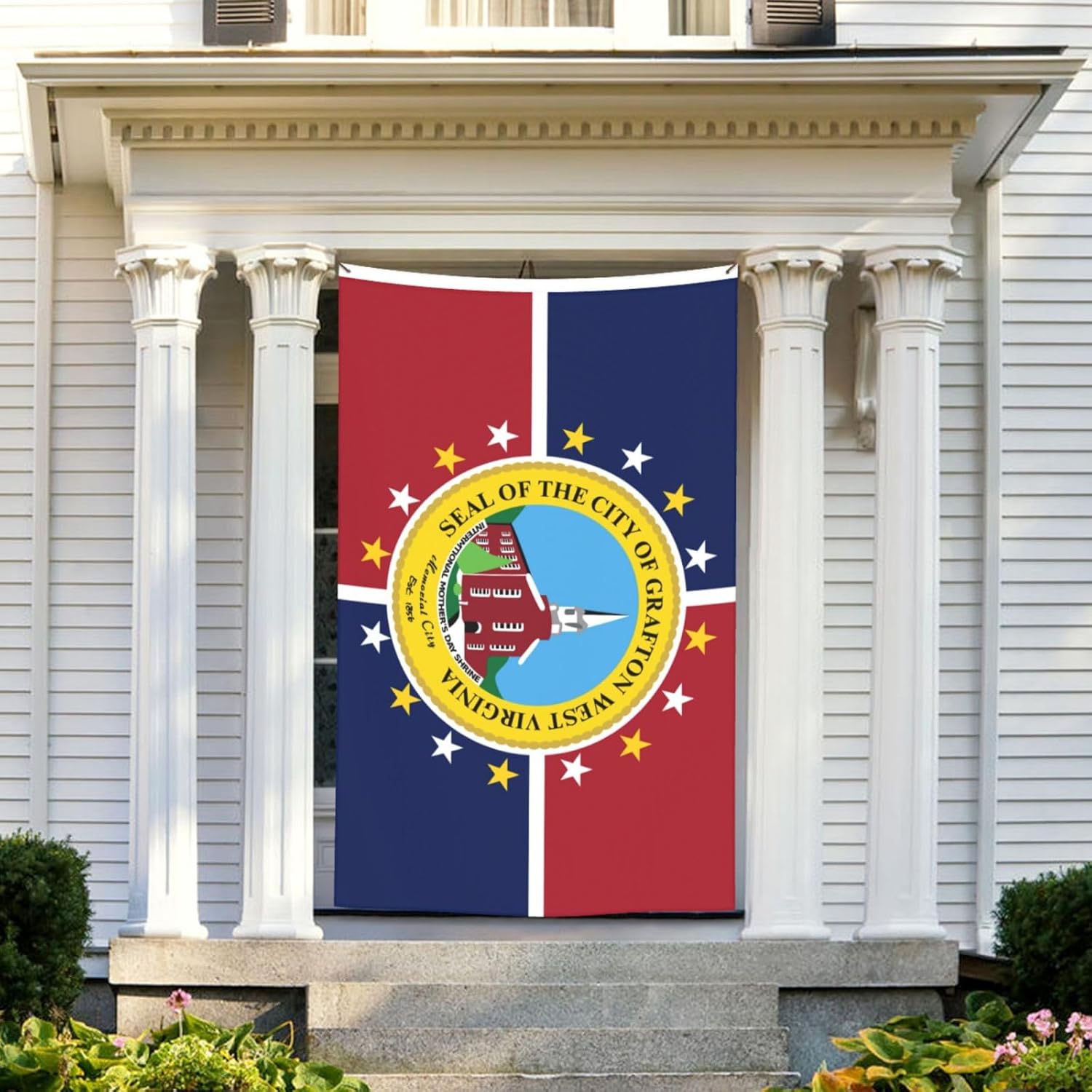 Bandera de Grafton, bandera de Virginia Occidental de 5 x 8 pies, banderas de decoración de exterior de doble cara, banderas de poliéster duradero,