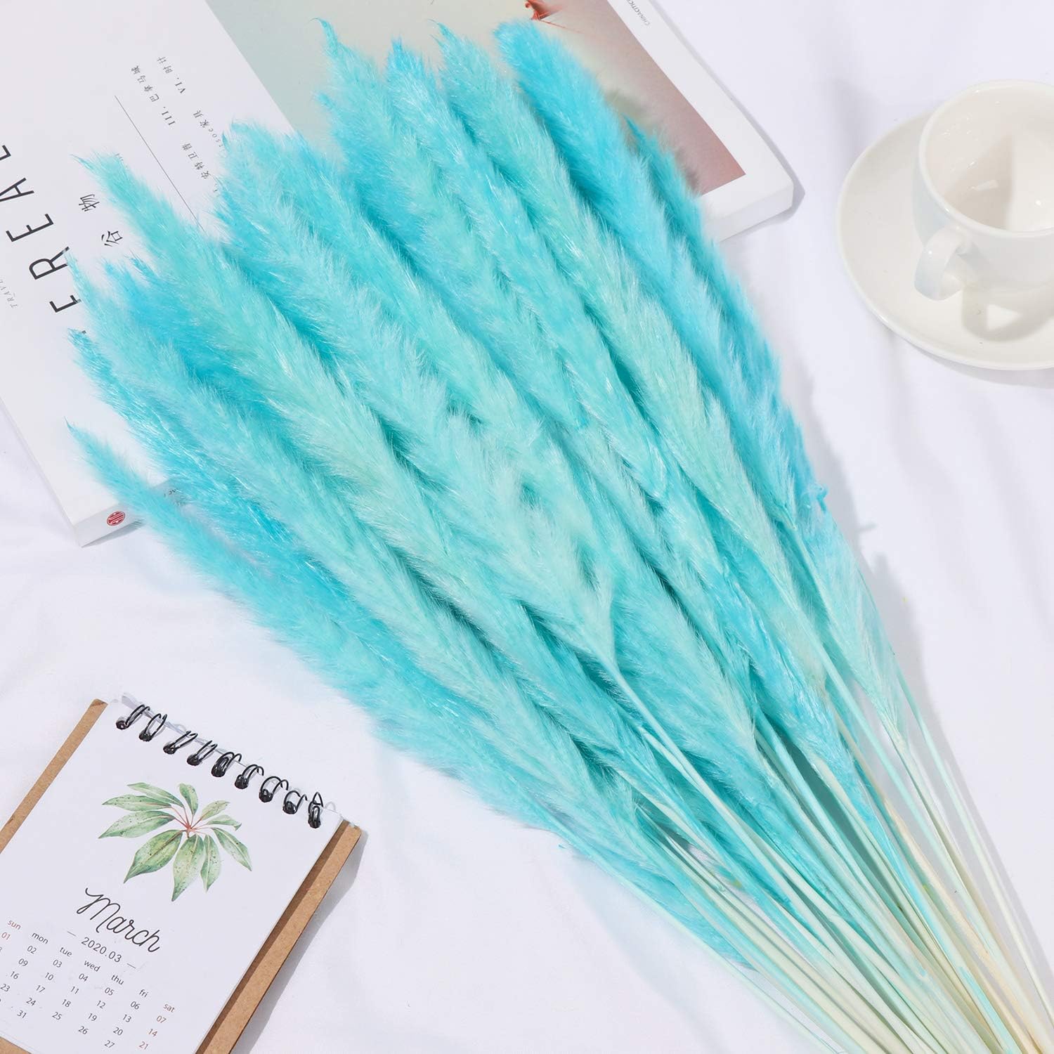 30 ramos de hierba de las pampas seca natural de 17 pulgadas, planta de pampa seca esponjosa con caja, flores de boda, torpe, decoraciones bohemias
