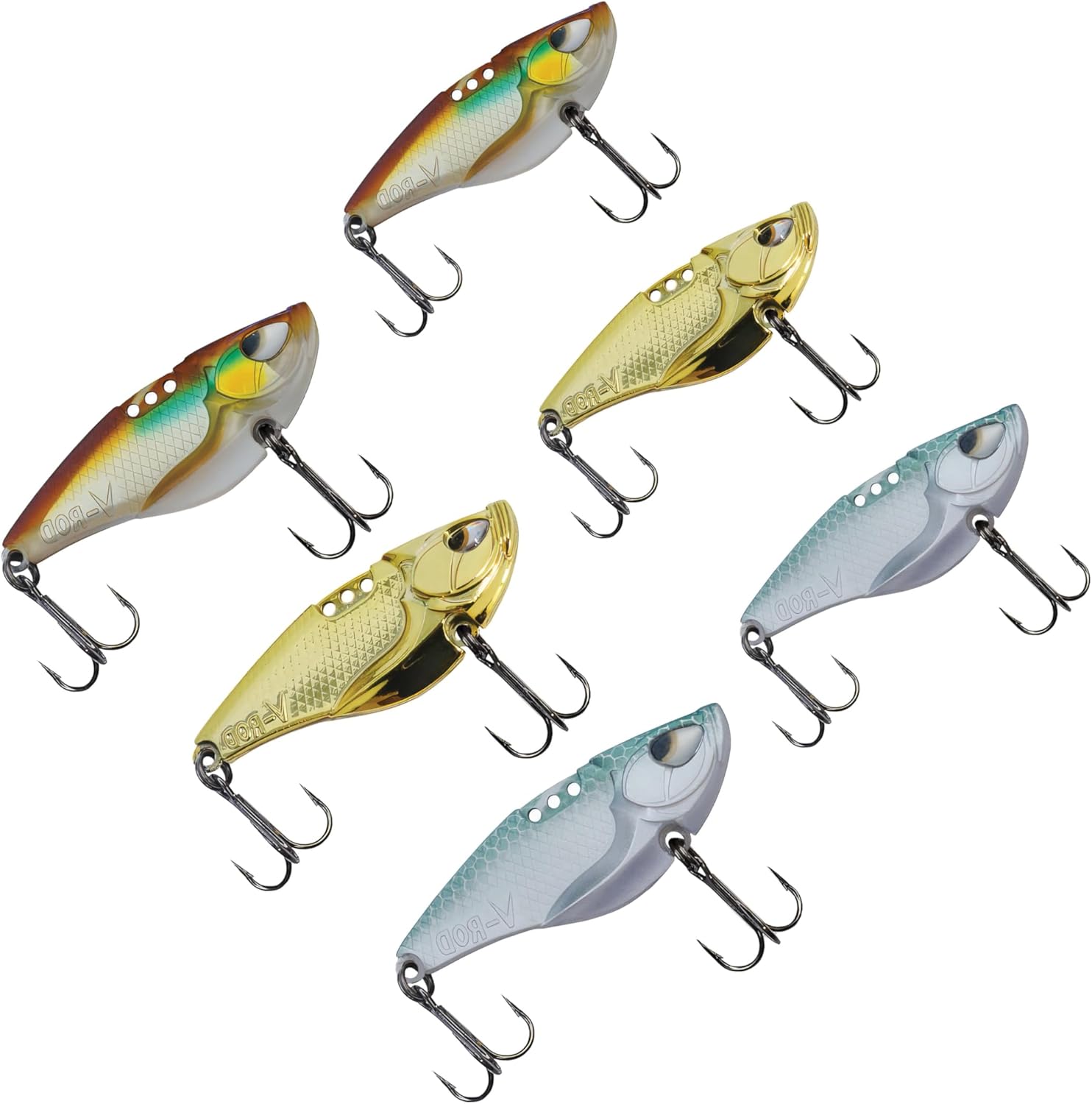 Acme V-Rod – Juego de 6 señuelos de pesca Acme de gran tamaño para lubina, trucha, lucioperca, salmón, lucio, panfish.