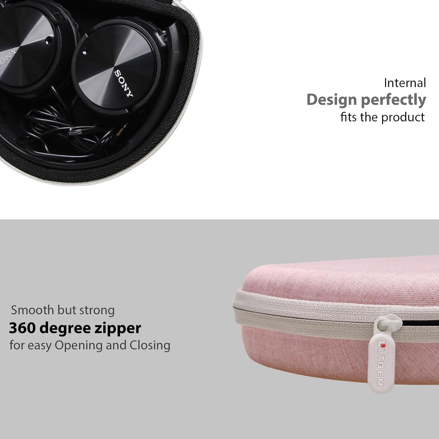 LTGEM Funda rígida para auriculares Sony MDR-ZX110ZX110APZX110NCZX310AP con cable, para auriculares iClever BTH22 para niños, bolsa de