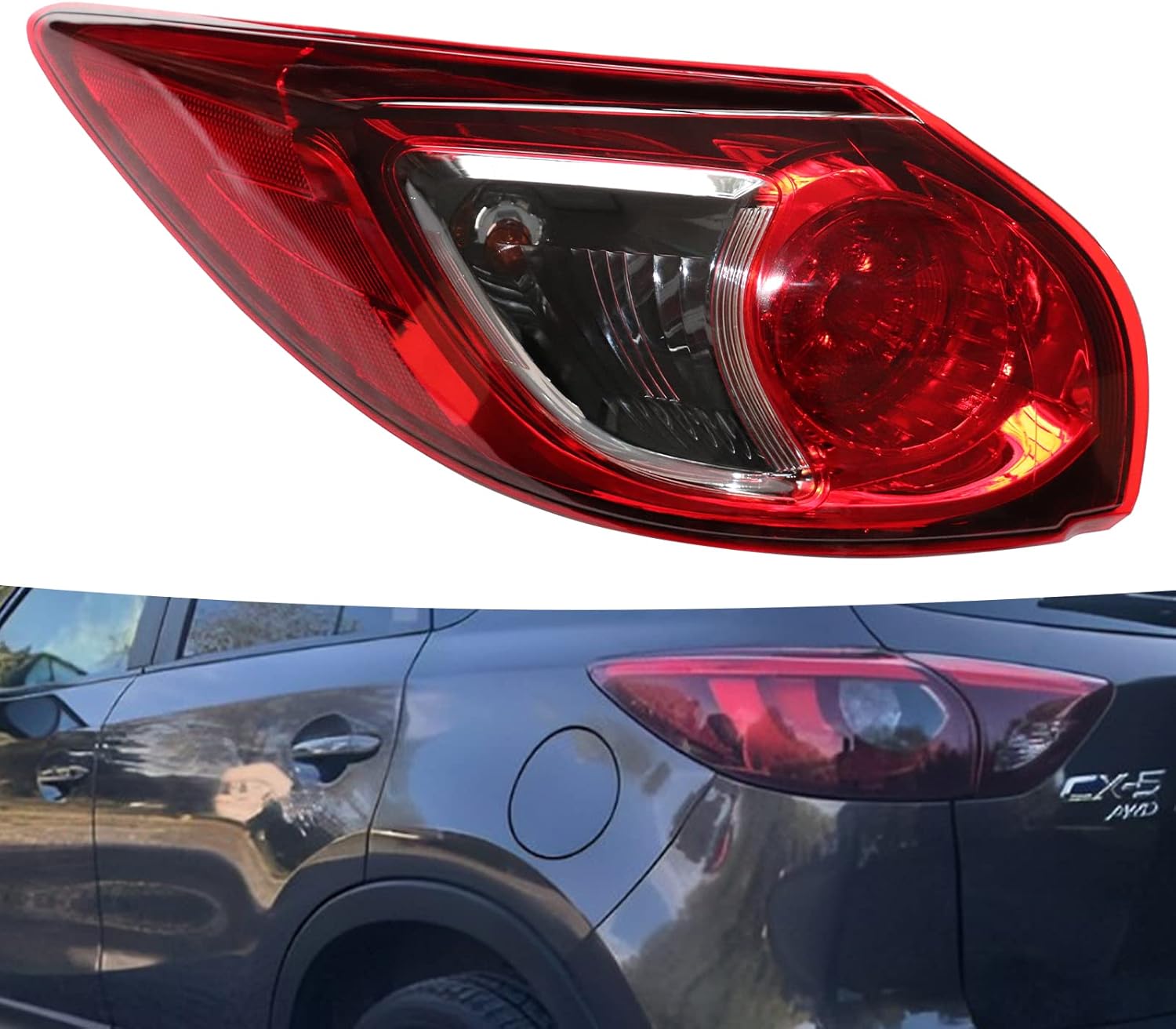 Luz trasera halógena, luz trasera exterior del lado del conductor y del pasajero para Mazda CX5 CX-5 2013-2016 lámpara de freno (luz trasera lateral