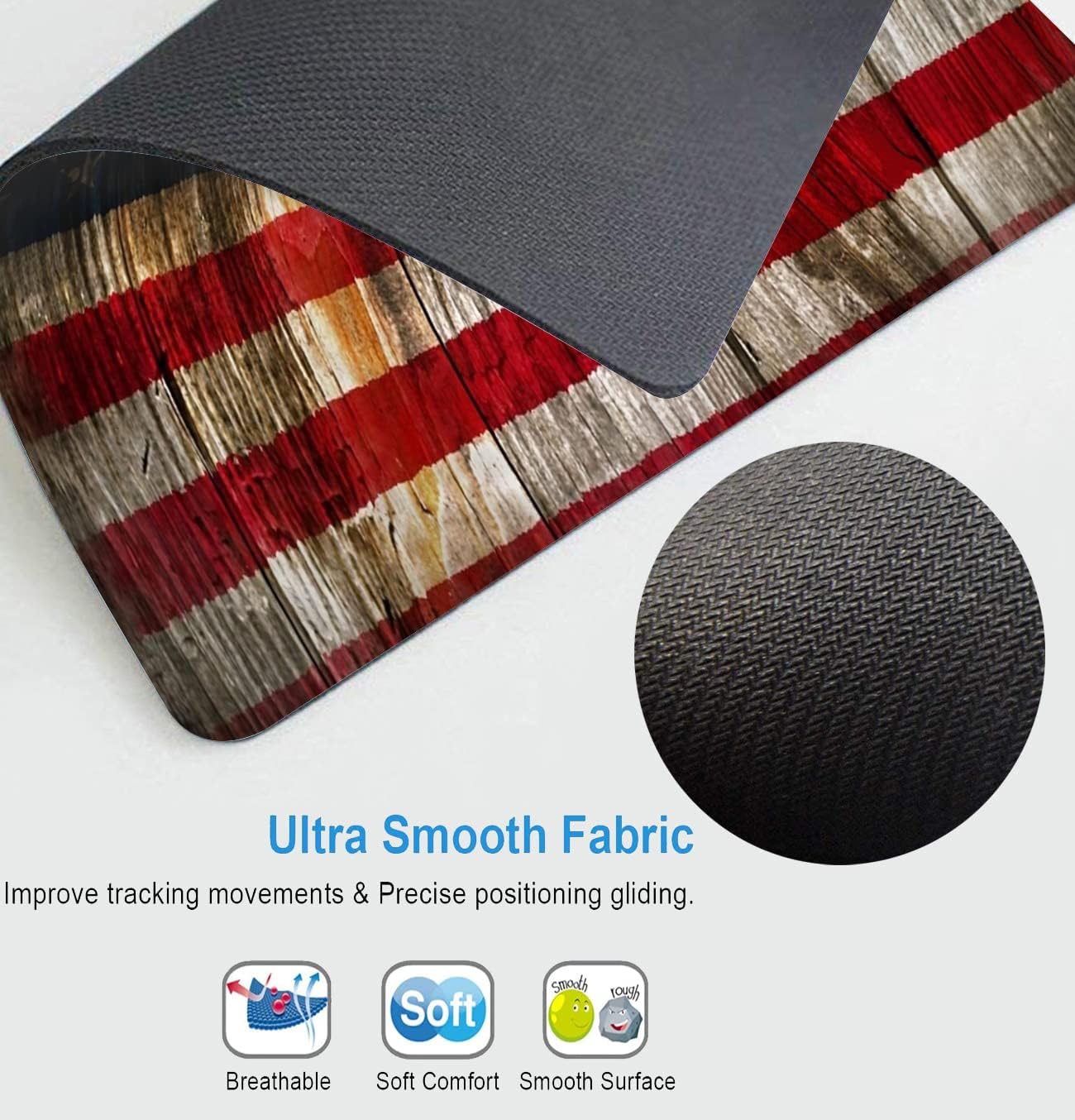 Alfombrilla de mouse cuadrada personalizada para juegos, alfombrilla de mouse de oficina, diseño único de grano de madera con bandera