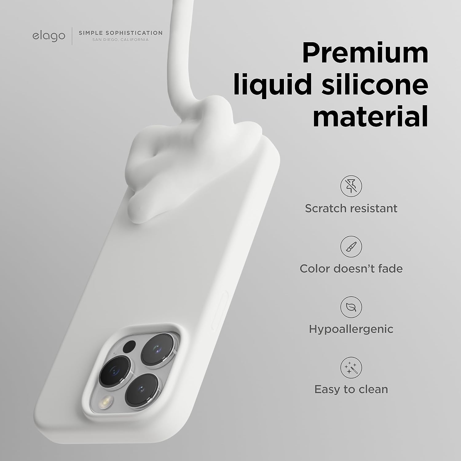 elago Compatible con iPhone 15 Pro Max, funda de silicona líquida, funda protectora de cuerpo completo, a prueba de golpes, funda delgada para