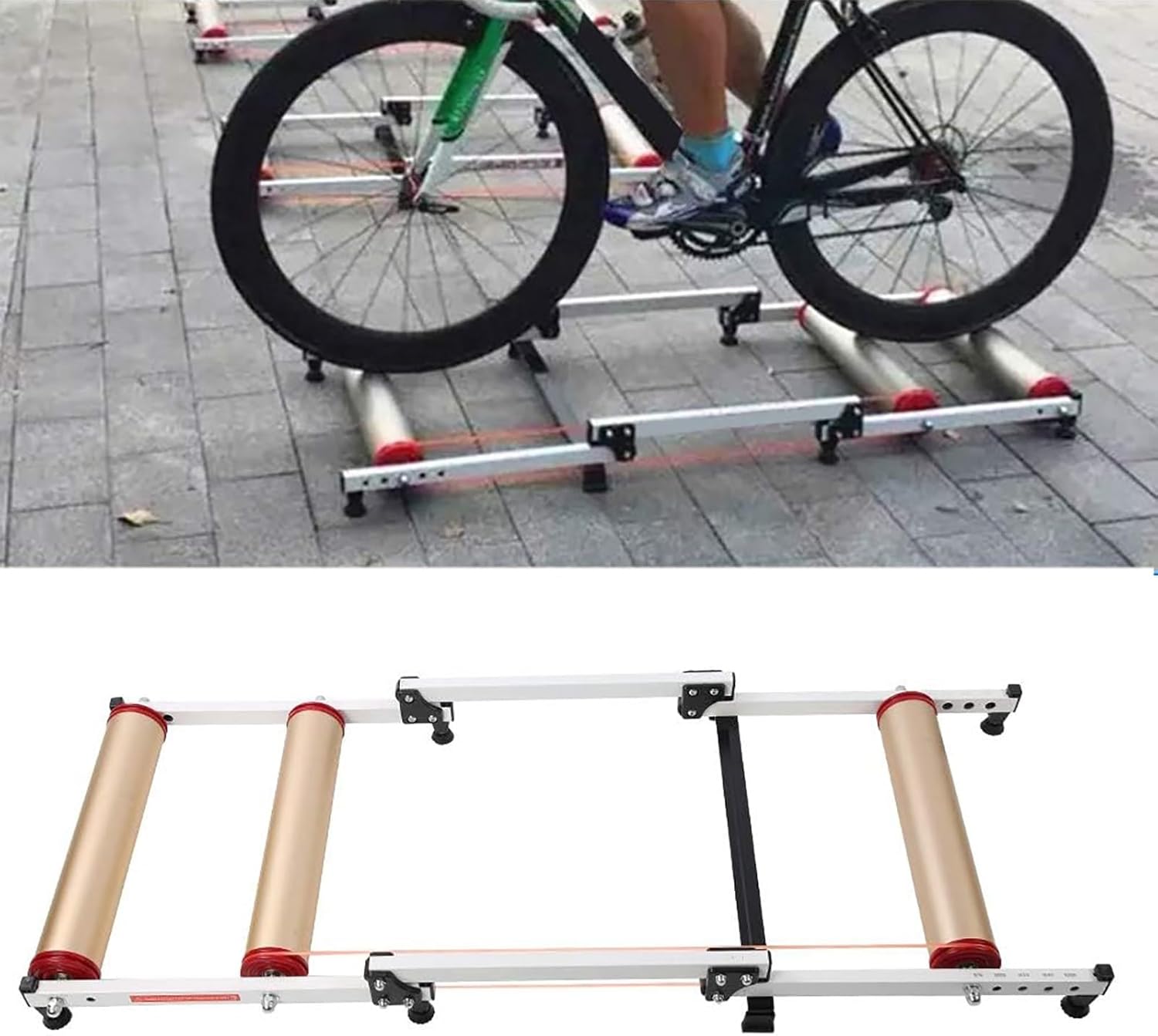 Rodillo de bicicleta de interior – Fácil de transportar silencioso de bajo ruido – Rodillo de ciclismo de interior ajustable para bicicleta – para