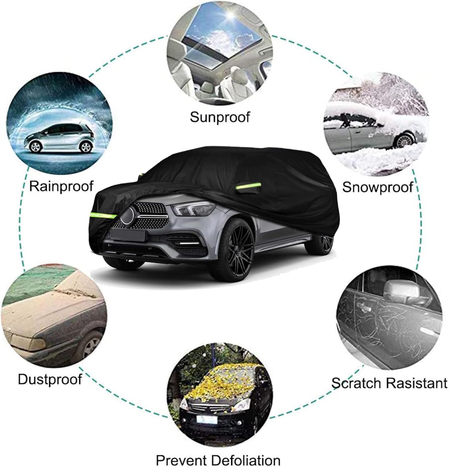 Funda para automóvil compatible con Mercedes Benz MLGLE 2006-2023, clase 230, 250, 280, 300, 320, 350, 6 capas 210T, resistente al viento,