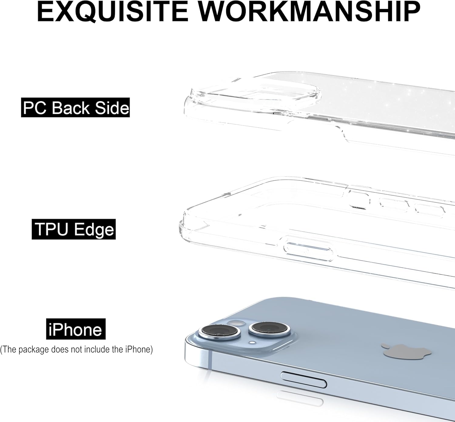 Funda para iPhone Xs Max, funda protectora con purpurina brillante a prueba de golpes para mujeres y niñas, 6.5 pulgadas, transparente con purpurina