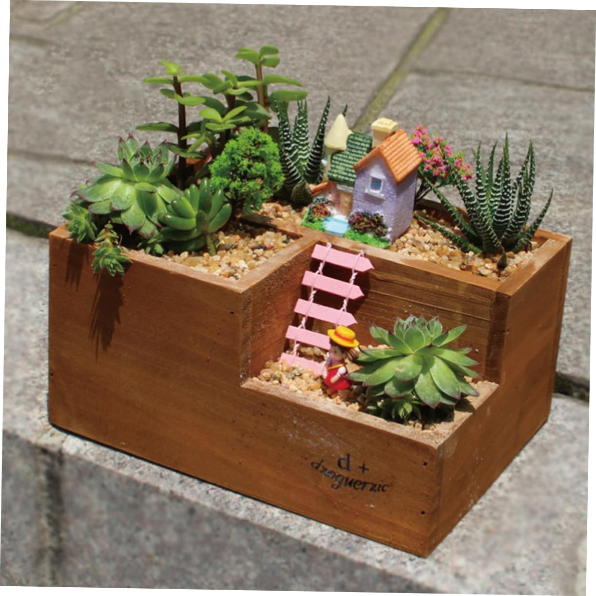 Yardwe 2 Pcs 3 Wood Desk Wooden Trinket Case Wooden Flower Pot Home Plant Container Garden Succulent Planter Jewelry Dresser Case Decorative Plants
