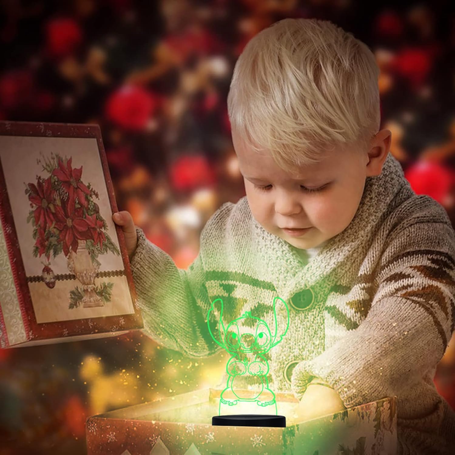 Nouyet Juguetes para niños, luz nocturna 3D, lámpara de noche de ilusión 3D, luz nocturna LED, luces de atenuación táctil inteligente, lámpara