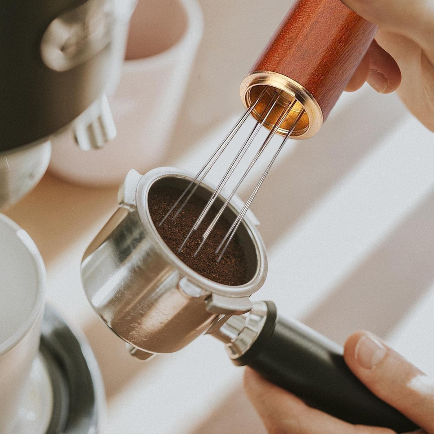 KLKCMS Distribuidor de manipulación de café, nivelador de distribuidor de café, agitador de café, agitador de café expreso, para té con leche,