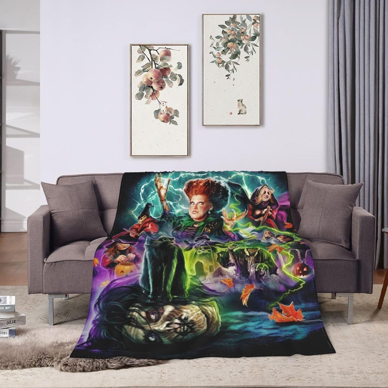 Manta de película de terror para decoración de Halloween, para las cuatro estaciones, para decoración del hogar, cálida y acogedora, manta suave y