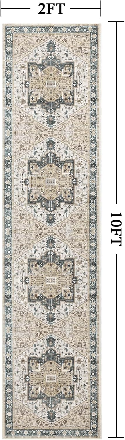 Carvapet Alfombra vintage suave y bohemia antideslizante y resistente a las manchas para cocina, sala, dormitorio, pasillos, salas de juegos