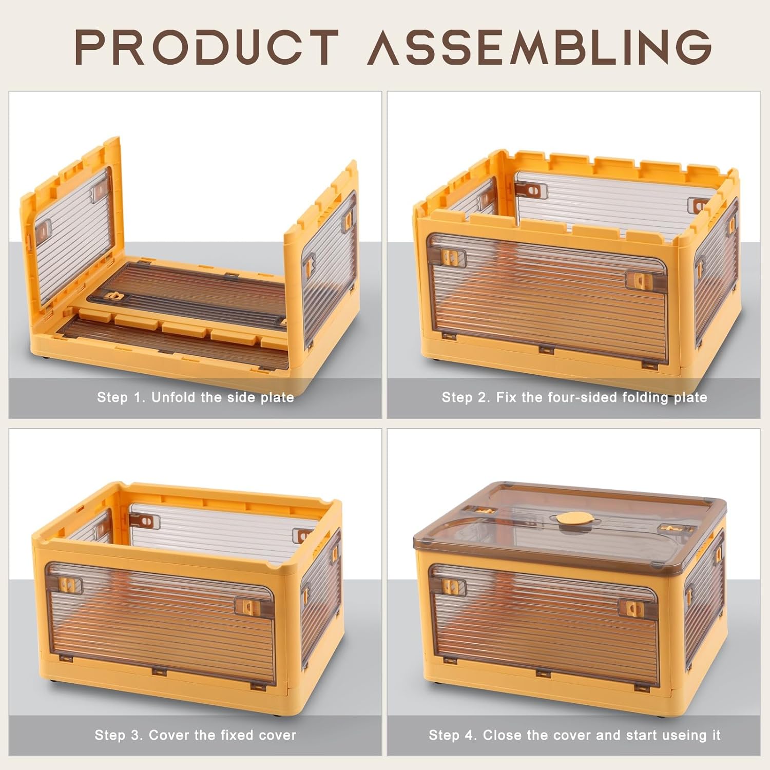 SummerRay Contenedores de almacenamiento plegables con ruedas, organizadores apilables de plástico para armario, color naranja, 9.5 galones, 2