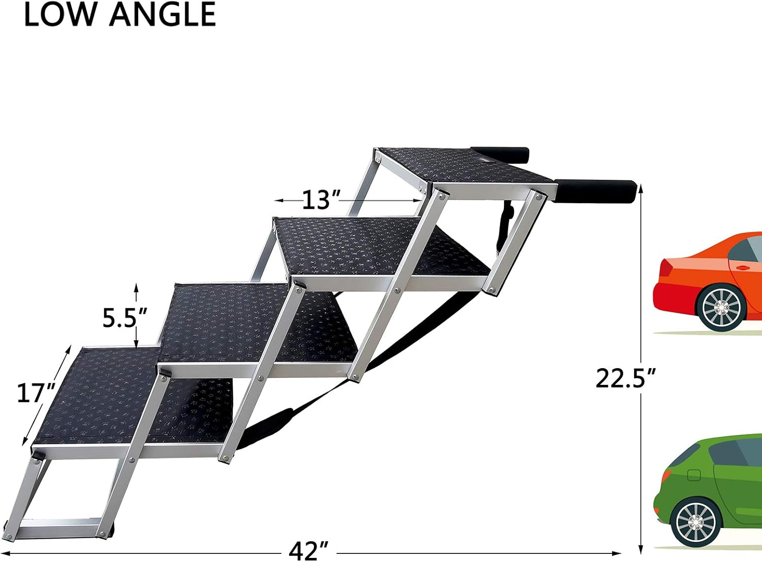 By Unbranded Escaleras de aluminio para perros, escalón portátil grande para perros para camas altas, camiones y SUV, rampa plegable ligera para