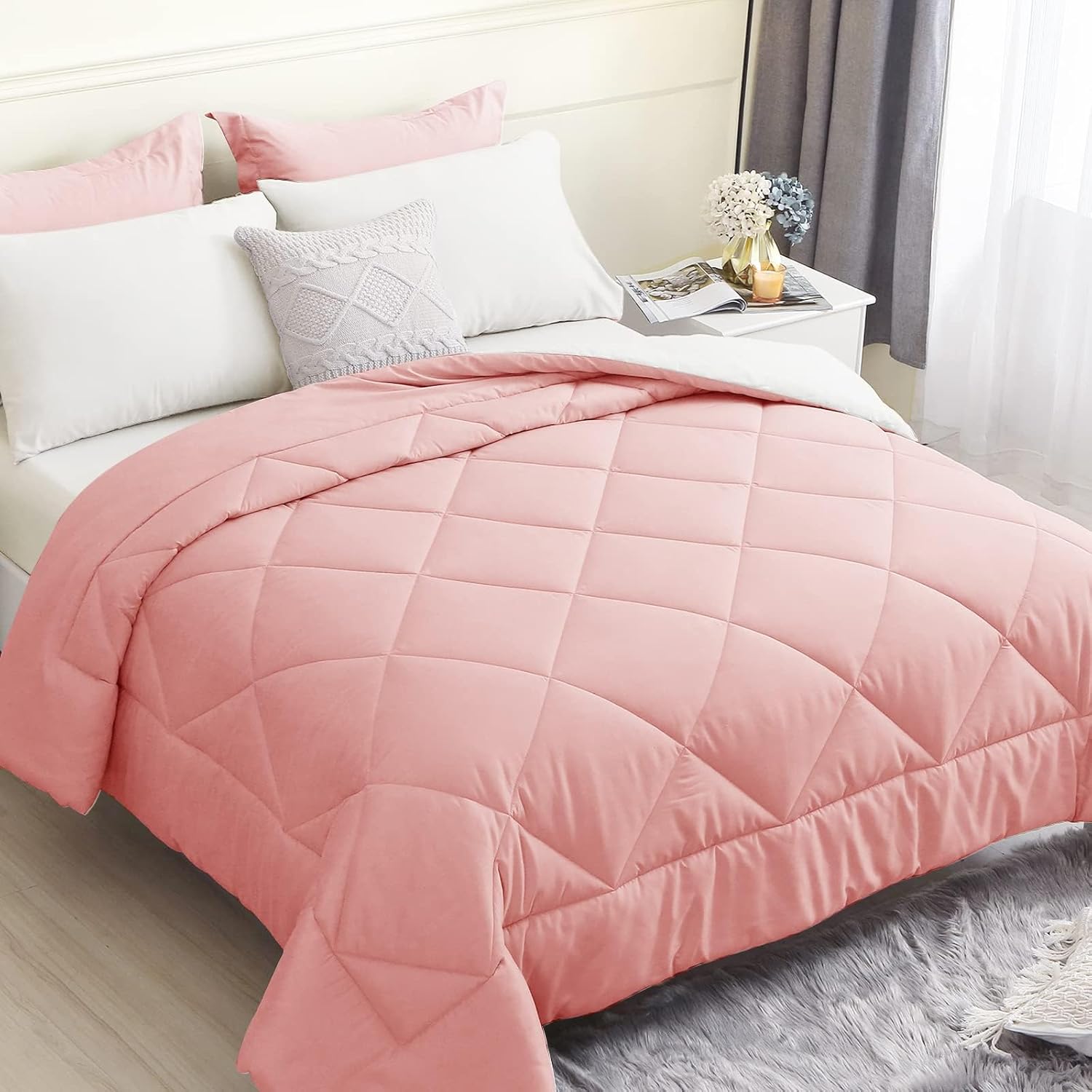 Juego de edredón individual de 5 piezas, juego de edredón individual para niños y niñas para todas las estaciones, juegos de ropa de cama reversible