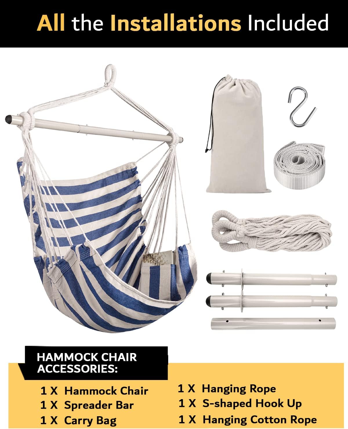 Silla hamaca colgante con cuerda columpio  Hamaca para dormitorios  Silla columpio interior  Silla colgante al aire libre  Peso máximo 500 libras
