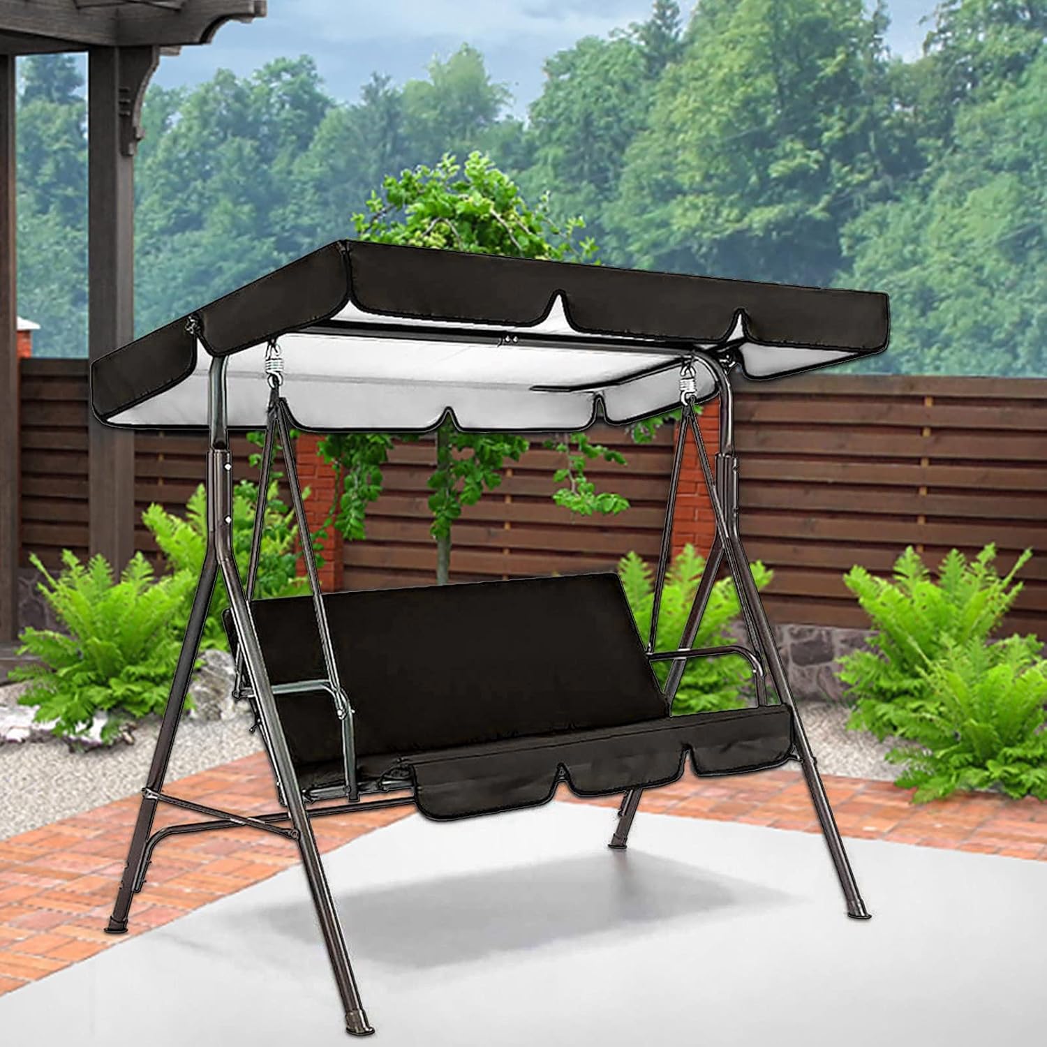 YUUAND Juego de toldo de poliéster con funda de cojín de asiento  Cubierta de toldo de poliéster impermeable con bloqueo UV para patio al aire