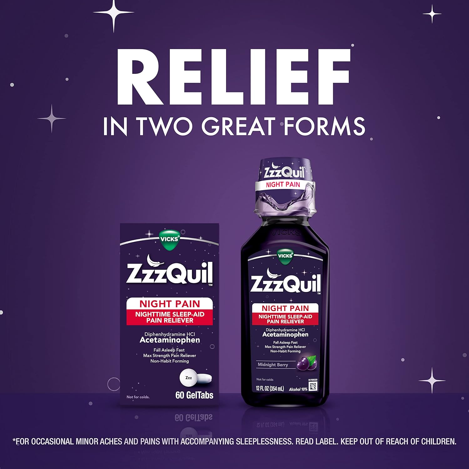 Vicks ZzzQuil – Alivio del dolor nocturno para aliviar el dolor, 12 onzas líquidas, alivio del dolor de máxima fuerza, sin formación de hábitos