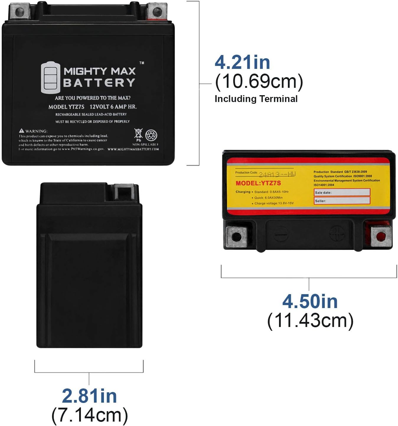 Mighty Max Battery Batería YTZ7S 12V 6AH para Honda 150 PCX150 2013-2014