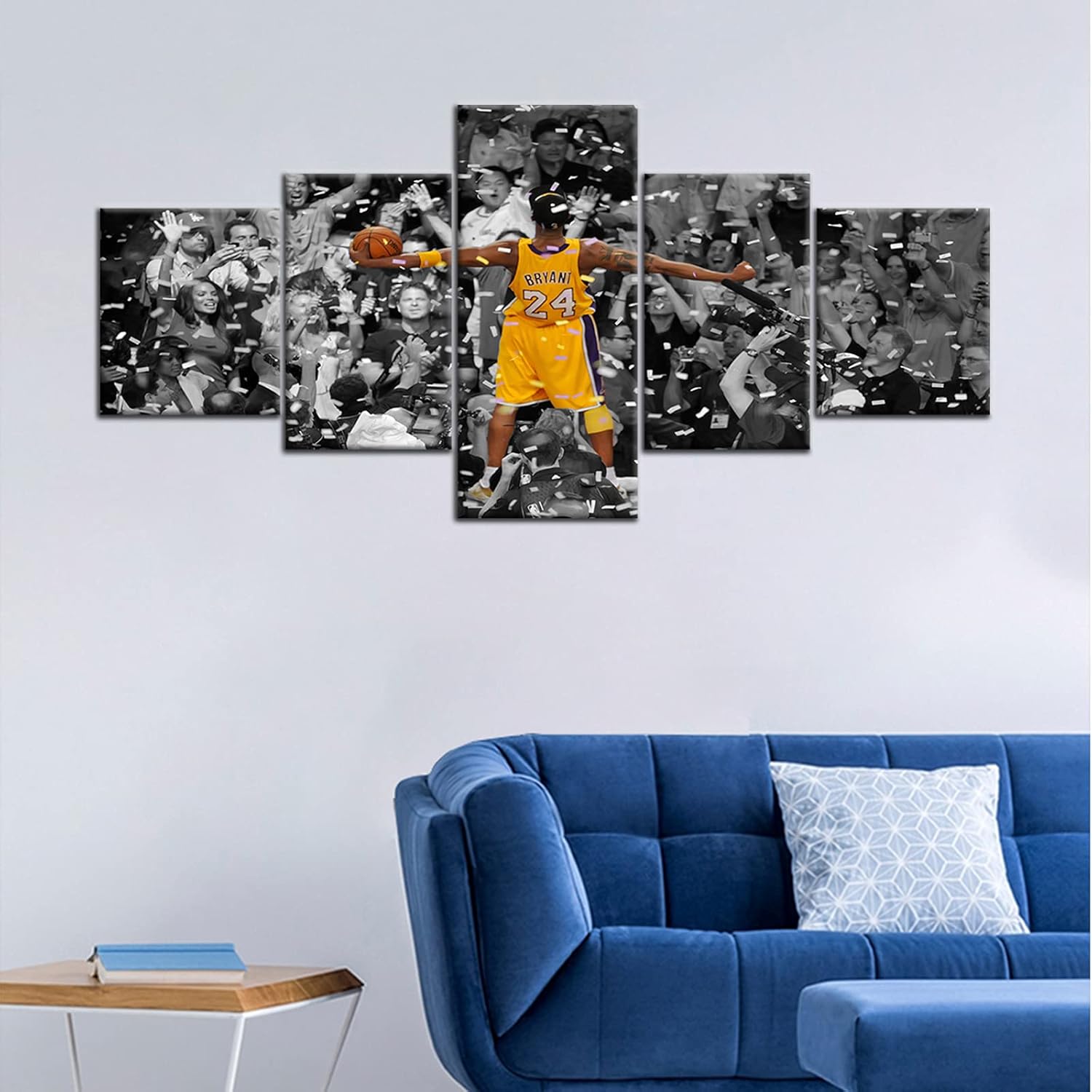 GoForArt Kobe Bryant – Póster para pared, 5 piezas, lienzo, impresiones artísticas, obras de arte para la sala de estar, decoración moderna del