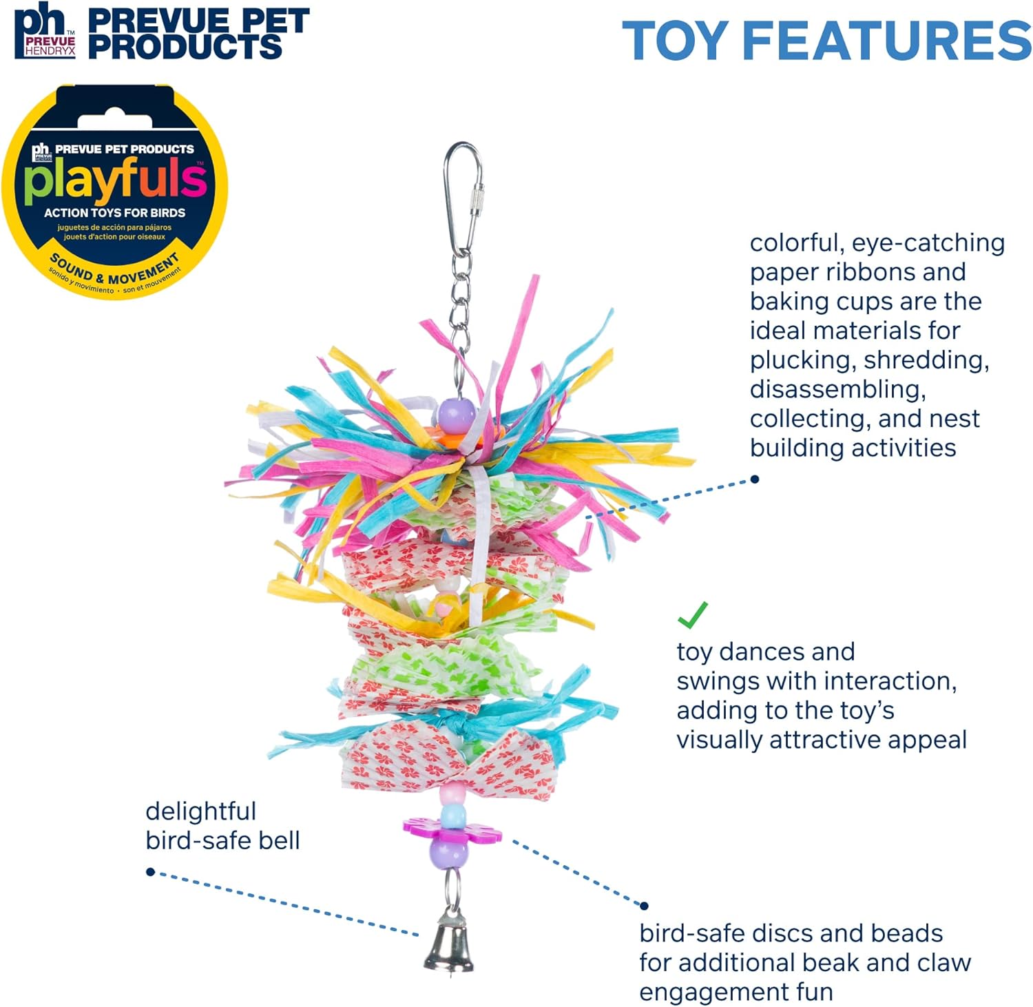 Pervue Pet Products Sonido y movimiento Miami Frost Bird Toy 62674