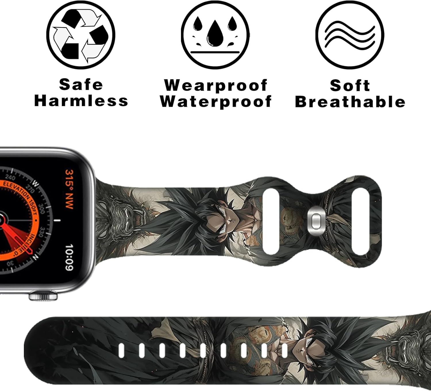Correa de anime compatible con Apple Watch Band de 1.496 pulgadas1.575 pulgadas1.614 pulgadas1.654 pulgadas1.732 pulgadas1.772 pulgadas, bandas