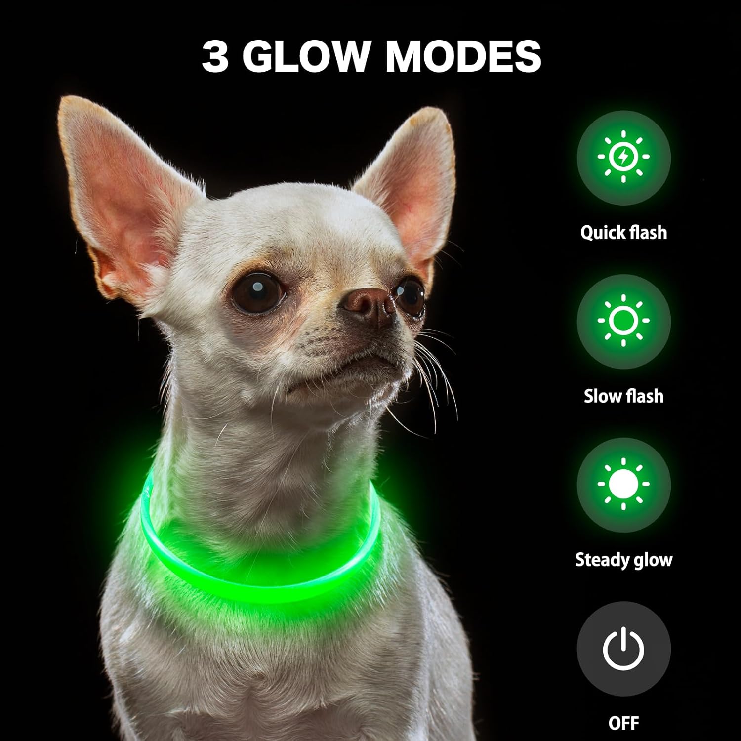 BSEEN Collar de perro iluminado  Collar de perro LED recargable a prueba de lluvia  Collar de mascotas brillante de TPU para perros pequeños y gatos