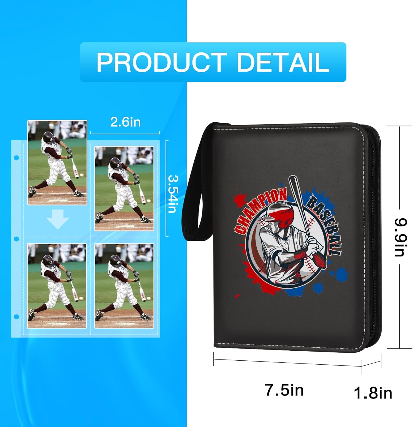 Carpeta de tarjetas de béisbol de 4 bolsillos, carpeta de tarjetas para béisbol con mangas, carpeta de tarjetas deportivas, álbumes coleccionables